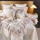GobekUsa Lace Silk Cotton Luxury French Wedding Bedding Set for Chic Princess Bedrooms