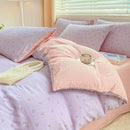 GobekUsa Cartoon Heart Floral Print Duvet Set with Bed Sheet & Pillowcases
