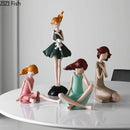 GobekUsa Cartoon Girl Resin Sculpture Desk Decoration Room Ornament Artifacts