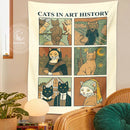 GobekUsa Cat Art Tapestry Wall Hanging Tarot Psychedelic Hippie Home Decor