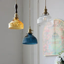GobekUsa LED Pendant Lights with Blue Glass & Brass Knob Switch for Modern Home Decor