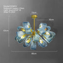 GobekUsa Blue Glass Luxury Brass Ceiling Pendant Light - Creative Flower Design