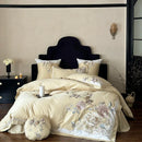 GobekUsa 5-Piece Chinese Flowers Bird Embroidery Bedding Set, 1000TC Egyptian Cotton, Queen King