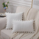 GobekUsa Lace Pompom Cotton Cushion Cover, 50x50cm, White Balls, Soft Seat Cover, Home Decor