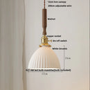 GobekUsa Ceramic LED Pendant Lamp, Walnut Wood Nordic Hanging Light Fixtures