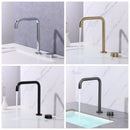 GobekUsa Brushed Gold Basin Faucet: Widespread Chrome Sink Tap with 360 Rotation