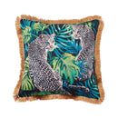 GobekUsa Jungle Animal Collection Cushion Cover with Gold Tassel Fringe - Luxury Satin Pillowcase