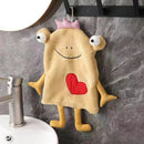 GobekUsa Frog Design Hand Towel - Soft Coral Velvet, Kids Friendly, Absorbent & Multipurpose