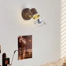 GobekUsa Japanese Walnut Wood Wall Lamp with Zipper Switch for Bedroom or Hallway