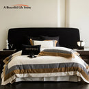 GobekUsa Luxe Egyptian Cotton Bedding Set - Full Queen King Duvet Cover Flat Sheet Pillowcases