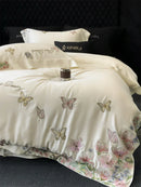 GobekUsa Butterfly Flowers Embroidery Bedding Set: Silky Soft Eucalyptus Fiber Duvet Cover