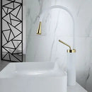 GobekUsa Brushed Gold/Black/White Basin Faucet with Single Handle Swivel Sink Water Crane