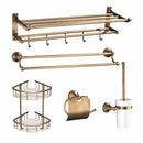 GobekUsa Antique Brass Bathroom Accessory Set: Towel Rack, Paper Holder, Soap Dish, Towel Ring, & More