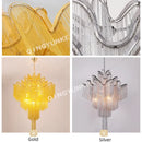 GobekUsa Fringed Chandelier: Silver & Gold Aluminium Chain Pendant Light for Luxe Home & Hotel Decor
