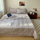 GobekUsa Korean Princess Lace Ruffles Summer Quilt Bedspread - 3Pc Bedding Set