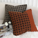 GobekUsa Caramel Color Velvet Sofa Pillowcase with Geometric Panelled Cushion Cover