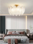 GobekUsa Glass Feather Chandelier: Luxury Art Decor Ceiling Chandelier for Living Dining Room