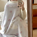 GobekUsa Cartoon Lamb Wool Blanket - Thick, Printed Coral Fleece Sofa Cover