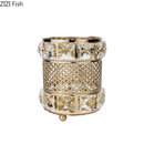 GobekUsa Gold Plated Hollow Glass Jar: Elegant Makeup Brush & Pen Holder