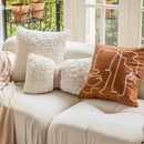 GobekUsa Brown Geometric Embroidery Plush Cushion Cover, Nordic Luxury Home Decor Pillow Case