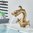 GobekUsa Dragon Style Bathroom Basin Faucet with Hot Cold Water Mixer Tap