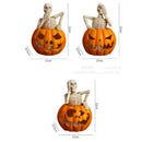 GobekUsa Halloween Skull Pumpkin Skeleton Sculpture Resin Home Decor Statuette
