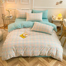 GobekUsa Japanese Grid Print Bedding Set for All Seasons, Queen/King Size Quilt Cover