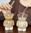 GobekUsa Bear Glass Cups: Cute Heat-resistant 320ml Latte Cups for Coffee.
