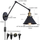 GobekUsa Gold Long Arm LED Wall Sconce with Pull Chain Switch