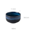GobekUsa Japanese Blue Ceramic Tableware Set - Rice Bowl, Plate, Spoon, Udon Ramen Bowl, Soup Dish