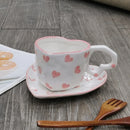 GobekUsa Hand Painted Heart Handle Ceramic Love Mug - Pink