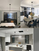 GobekUsa Black LED Chandelier: Modern Dimmable Pendant Lights for Dining Room & Kitchen.