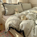 GobekUsa Lace Duvet Cover Bedding Set 4Pcs French Washed Cotton for Single Double Bed