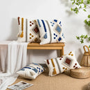 GobekUsa Boho Loop Tufted Tassel Pillow Cover - Ethnic Embroidered Decorative Cushion