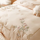 GobekUsa Luxe Flowers Embroidery 1000TC Egyptian Cotton Bedding Set with 2 Pillowcases