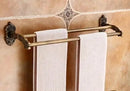 GobekUsa Antique Bronze Carved Aluminum Bathroom Accessories Set: Towel Rack, Paper Holder, Hooks