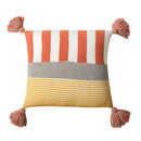 GobekUsa Knit Stripe Cushion Cover 45x45cm with Blue Pink Tassels for Home Decor