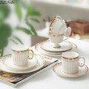 GobekUsa Gold-Striped Ceramic Cup & Saucer Set for Dining Table Coffee Milk Tea Juice