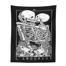 GobekUsa Kissing Lovers Tarot Tapestry: Skeleton & Rose Hippie Room Decor