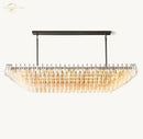 GobekUsa Black Chiara Chandelier Clear Glass Rectangular Pendant Light for Modern Living Room Kitchen
