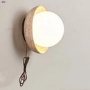 GobekUsa LED Wall Light: Nordic Modern Design with White Glass & Yellow Travertine Wood