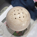 GobekUsa Beige Travertine Sphere Incense Burner - Natural Marble Stone Religious Ornament