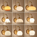 GobekUsa LED Glass Iron Wood Wall Light Fixture Modern Nordic Bedside Lamp