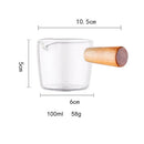 GobekUsa Glass Espresso Measuring Cup with Wood Handle, Milk Jug for Coffee & Sauce