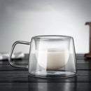GobekUsa Glass Double Wall Coffee Mug with Handle, 200ml Heat-resistant Espresso Cup