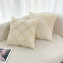 GobekUsa Fringed Geometry Embroidered Cushion Cover Patchwork Pillowcase for Living Room