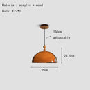Brown Acrylic Pendant Light With Dark Wood Accent