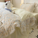 GobekUsa Korean Lace Ruffles Bedding Set with Bed Skirt, Soft Skin-Friendly Material