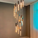 GobekUsa Gold Crystal Stairs Chandelier Luxe LED Pendant Light Luxury Indoor Lighting