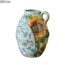 GobekUsa Ceramic Vase with Artificial Flowers - Room Aesthetic Decor